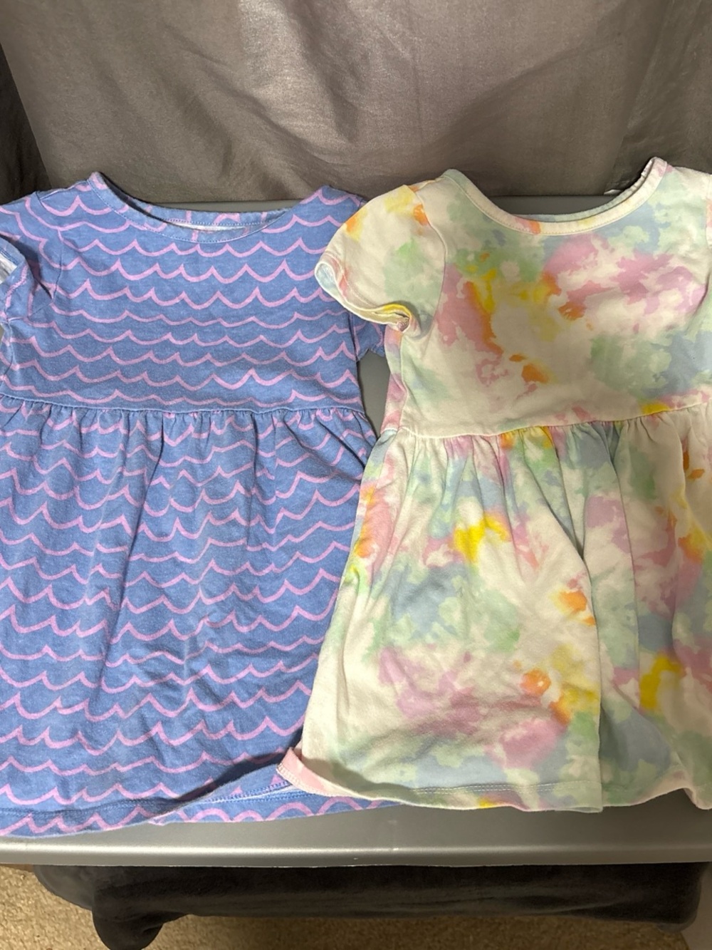 Kids Short Sleeve Pastel Tie-Dye Dress - Multi/White